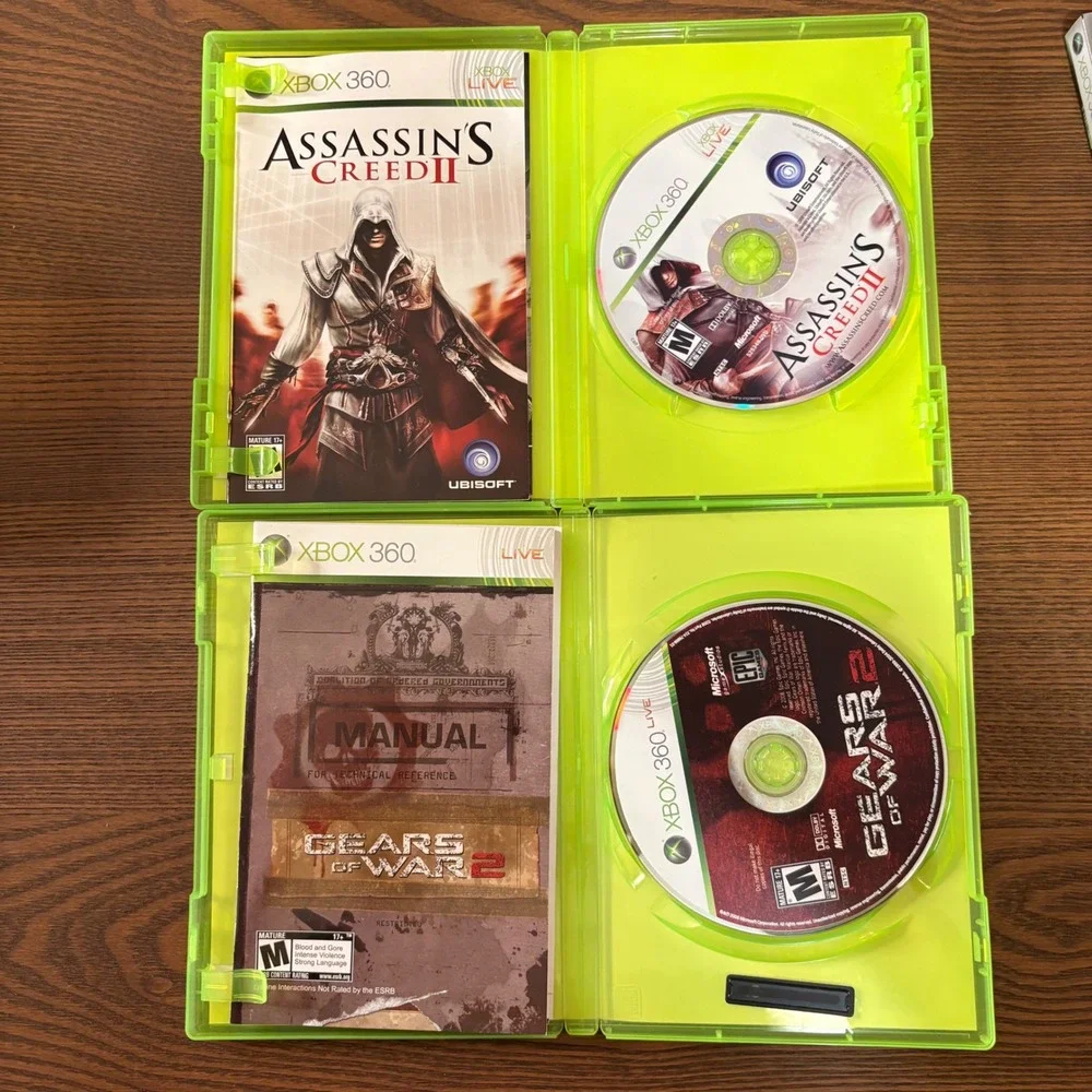 Xbox 360 Game Lot Gears of War 1 & 2 Battlefield 3‎ Assassin's Creed II Bundle